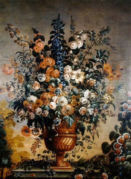 Nature Morte De Fleurs Dans Un Vase En Bronze Dore Oil Painting by Jean-Baptiste Belin de Fontenay the Elder