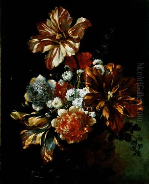 Un Bouquet De Tulipes Et Pivoines Oil Painting by Jean-Baptiste Belin de Fontenay the Elder