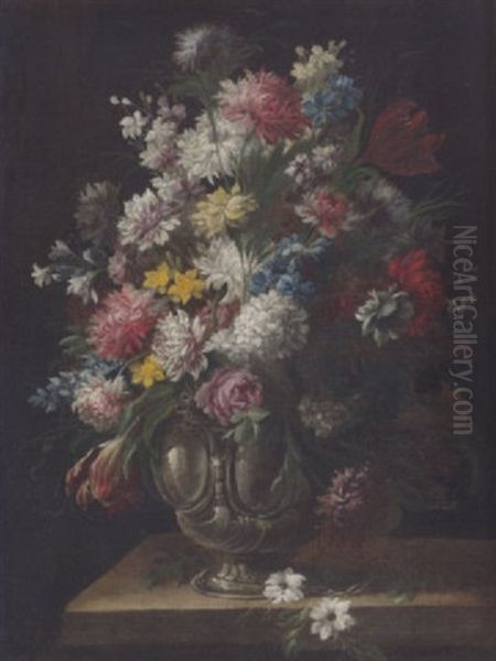 Blumenstillleben Oil Painting by Jean-Baptiste Belin de Fontenay the Elder