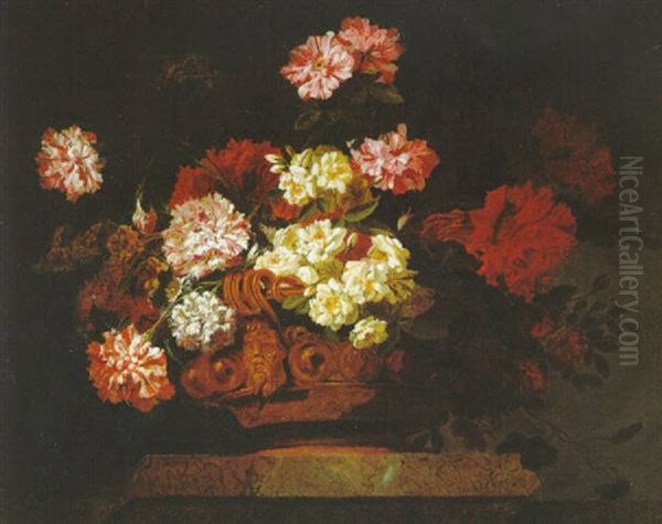 Blumenstraus In Einer Prunkvase Oil Painting by Jean-Baptiste Belin de Fontenay the Elder