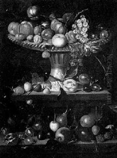 Still Life Of Fruit In A Compote Oil Painting by Jean-Baptiste Belin de Fontenay the Elder