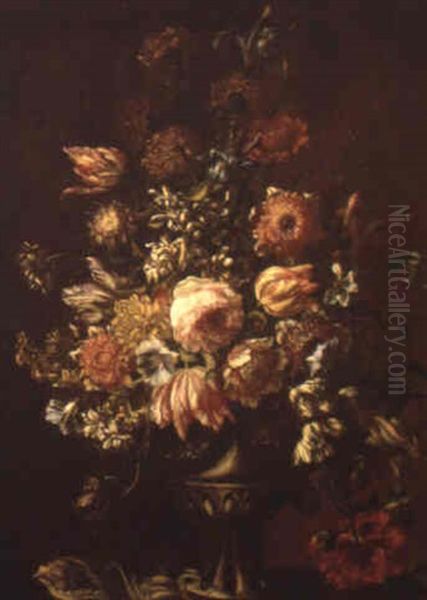 Still Life With Flowers Oil Painting by Jean-Baptiste Belin de Fontenay the Elder