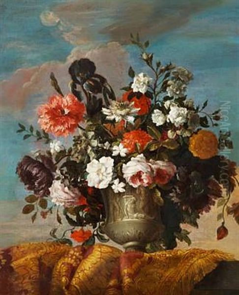 Flowers In A Greek Vase Oil Painting by Jean-Baptiste Belin de Fontenay the Younger