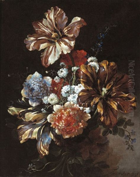 Bouquet De Tulipes Oil Painting by Jean-Baptiste Belin de Fontenay the Younger