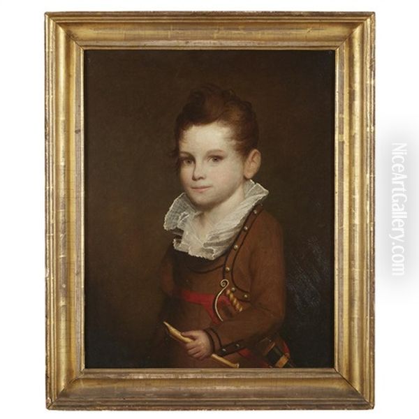 Portrait Of A Young Boy With Sword And Flute Oil Painting by Zedekiah Belknap