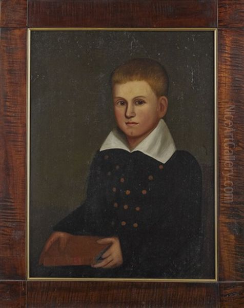 Portrait Of A Boy Holding A Book Oil Painting by Zedekiah Belknap