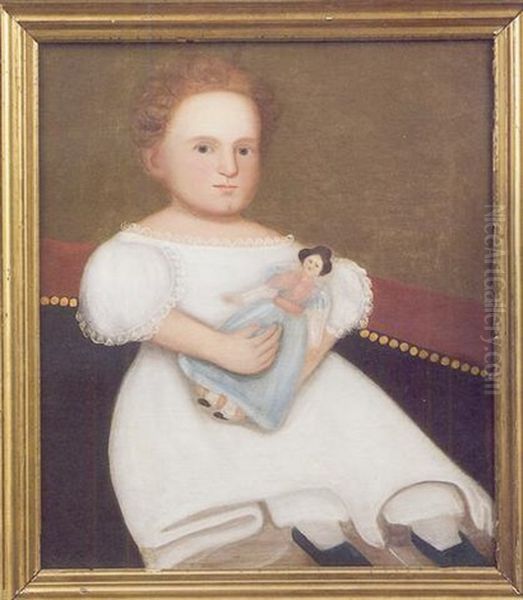 Child In White With Doll Oil Painting by Zedekiah Belknap