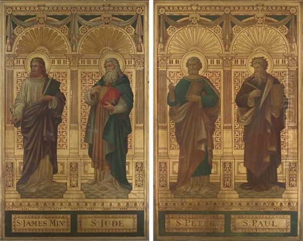 Peter And S. Paul (+ S. James And S. Jude; 2 Works, In Collab. W/alfred Bell Studio) Oil Painting by Alfred Bell