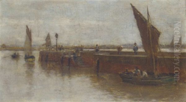 The Quayside, Honfleur by Arthur George Bell