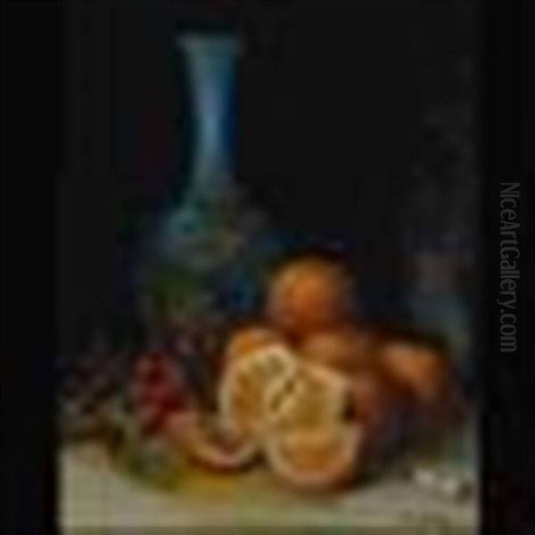 Still Life With Oranges & Cherries by Edward August Bell