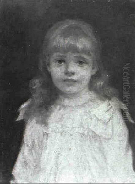 Portrait Of A Young Girl by Edward August Bell