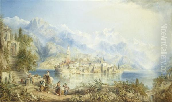 A View Of The Italian Lakes Oil Painting by John Bell