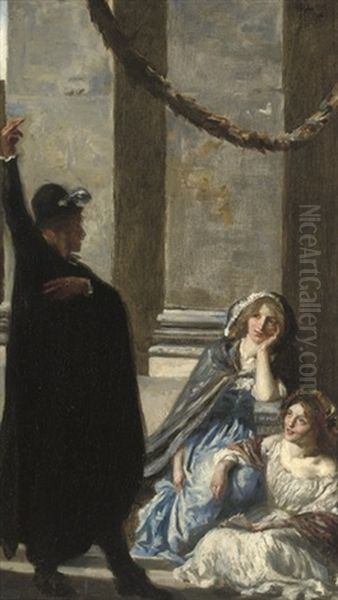 The Recitation - Tis I That Love's Columbus Am Oil Painting by Robert Anning Bell