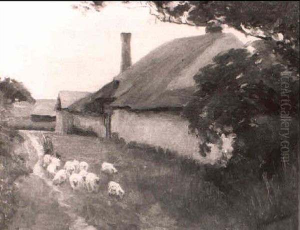 A Kentish Barn Oil Painting by Robert Anning Bell