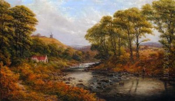 On The Derwent Derbyshire Oil Painting by Stuart Henry Bell