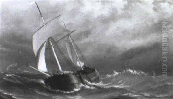 A Dutch Schooner In A Gale Oil Painting by Stuart Henry Bell