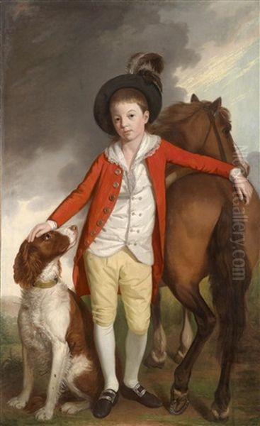 Portrat Eines Knaben Mit Hund Und Pony, Auf Dem Halsband Identifiziert Als Der Spatere Silberschmied Und Unternehmer John Langlands Ii Oil Painting by William Bell