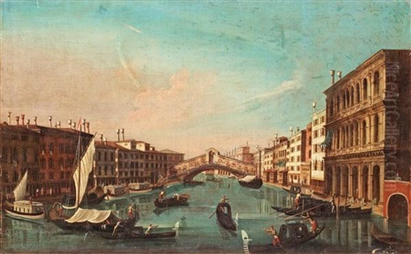 Vy Fran Canal Grande Och Rialtobron, Venedig Oil Painting by Gabriel Bella