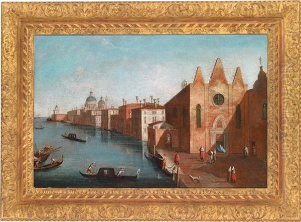 Der Canale Grande Mit Santa Maria Della Carita Im Vordergrund Und Santa Maria Della Salute Mit Der Dogana Im Hintergrund Oil Painting by Gabriel Bella