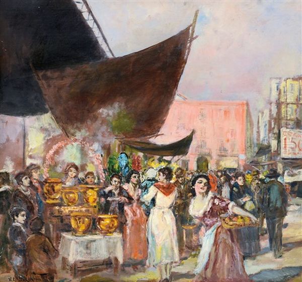 Mercato Partenopeo Oil Painting by Vincenzo La Bella