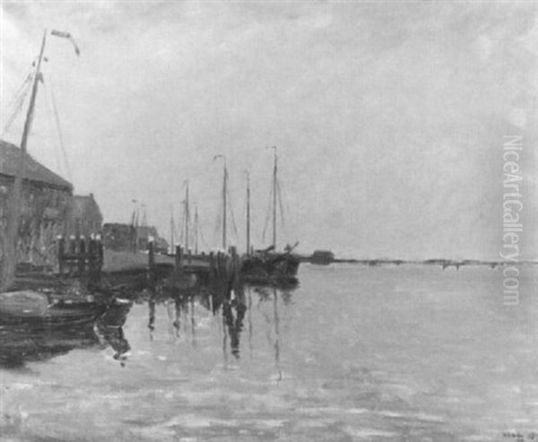 Hafen Mit Vertauten Fischerbooten by Henri Ferdinand Bellan