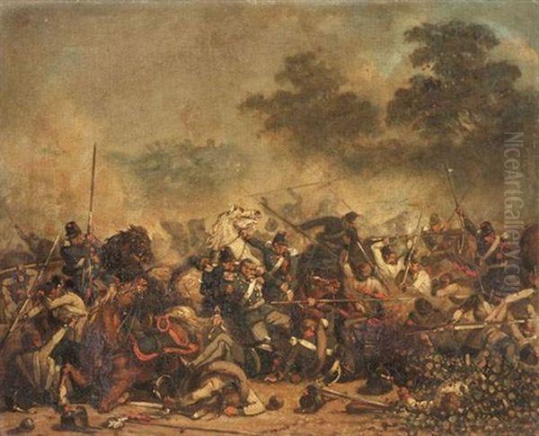 L'episode De Montebello En 1859 Oil Painting by Eugene Alexandre Bellange