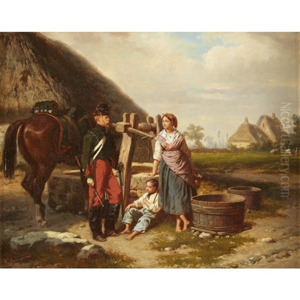 Pause For Refreshment Oil Painting by Hippolyte Bellange