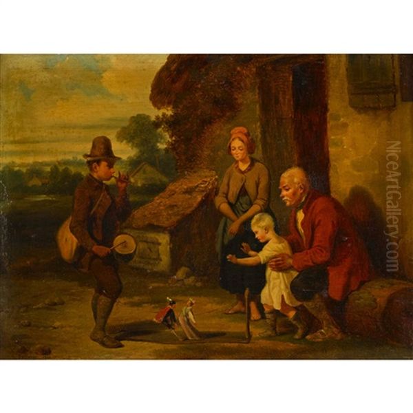 Der Marionettenspieler Oil Painting by Hippolyte Bellange