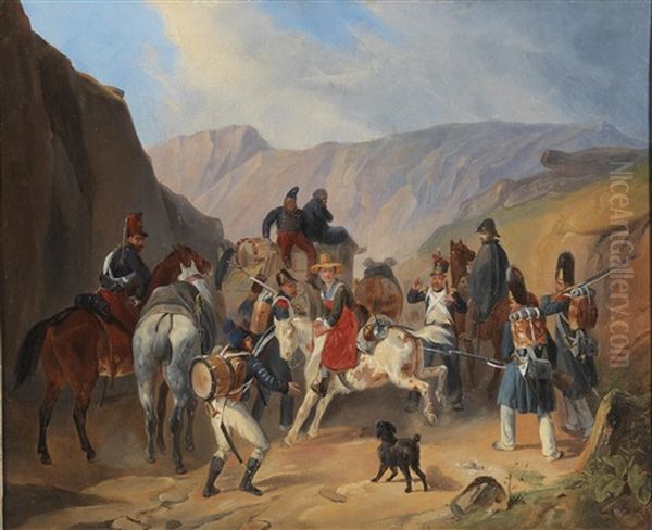 Scene From The Napoleonic Wars Oil Painting by Hippolyte Bellange