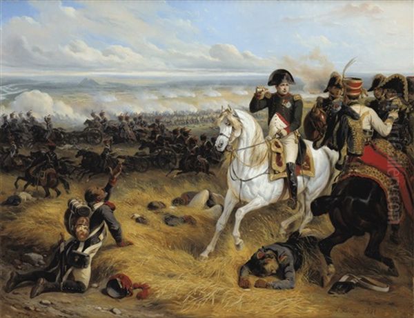 Napoleon A Wagram, Juillet 1809 Oil Painting by Hippolyte Bellange