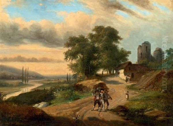 Le Retour Des Conscrits Oil Painting by Hippolyte Bellange