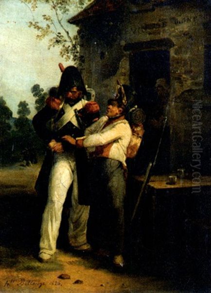 On A Trinque Oil Painting by Hippolyte Bellange