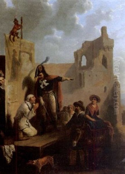 La Pantomime Oil Painting by Hippolyte Bellange