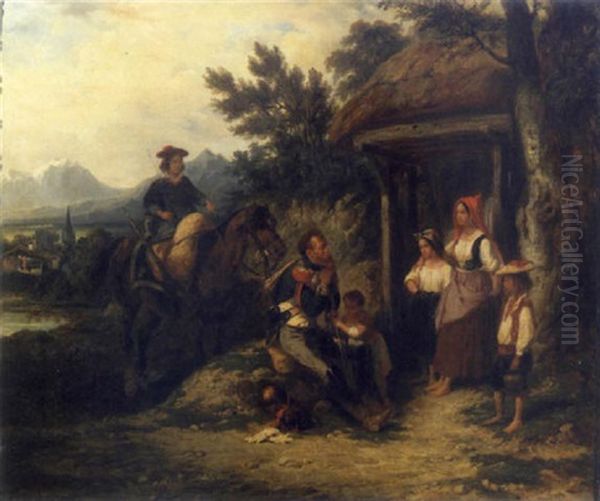 Le Retour Du Soldat Oil Painting by Hippolyte Bellange