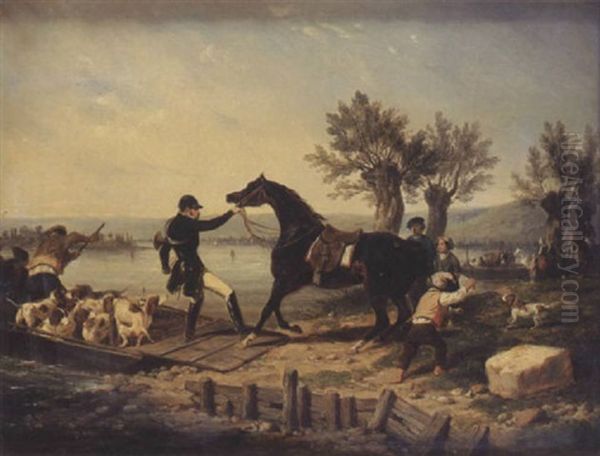 Le Depart Du Bac Oil Painting by Hippolyte Bellange