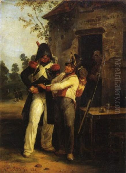 On A Trop Trinque Oil Painting by Hippolyte Bellange