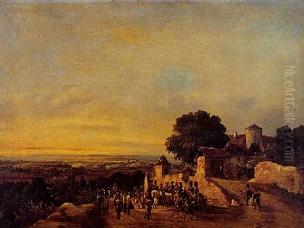 Scene De Campagne De France Oil Painting by Hippolyte Bellange