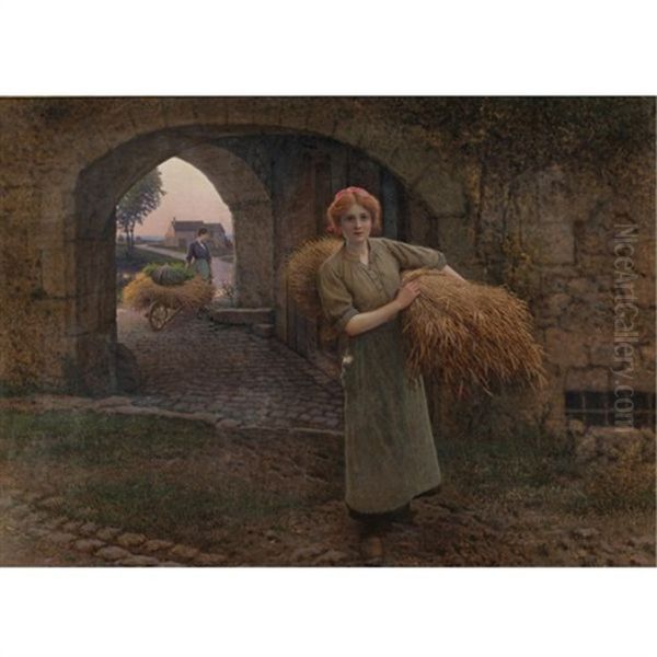 Carrying The Sheaves Oil Painting by Camille Felix Bellanger