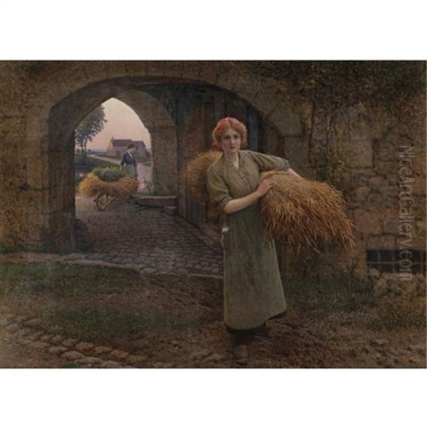 Carrying The Sheaves Oil Painting by Camille Felix Bellanger