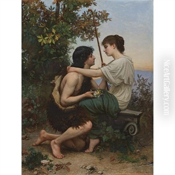 Daphnis And Chloe Oil Painting by Camille Felix Bellanger