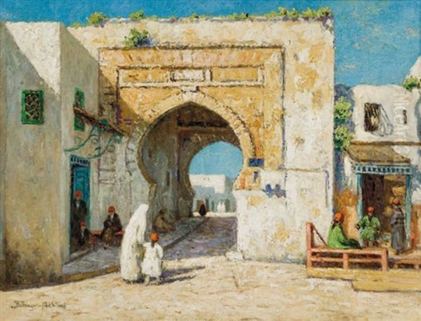 Porte De Bab Djedid - Tunis Oil Painting by Paul Bellanger-Adhemar