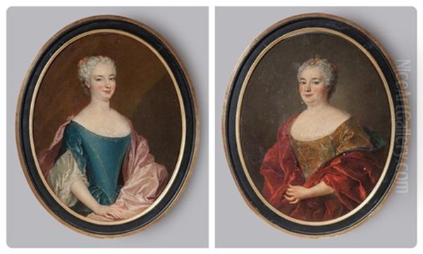 Deux Portraits De Deux Princesses De Rohan (pair) Oil Painting by Alexis-Simon Belle