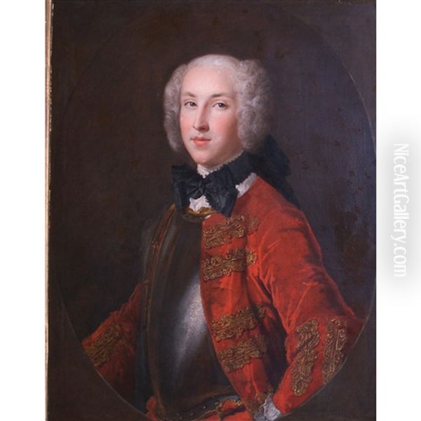 Portrait Of A Scottish Jacobite Officer Oil Painting by Alexis-Simon Belle