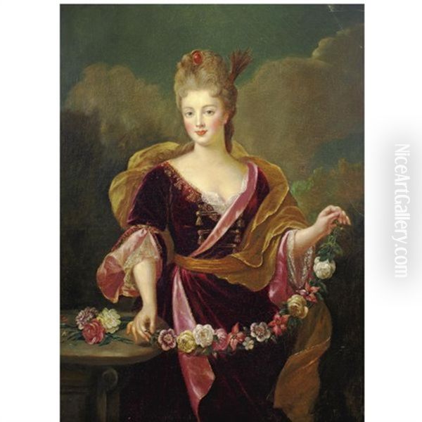 Portrait Of Adrienne Lecouvreur Oil Painting by Alexis-Simon Belle