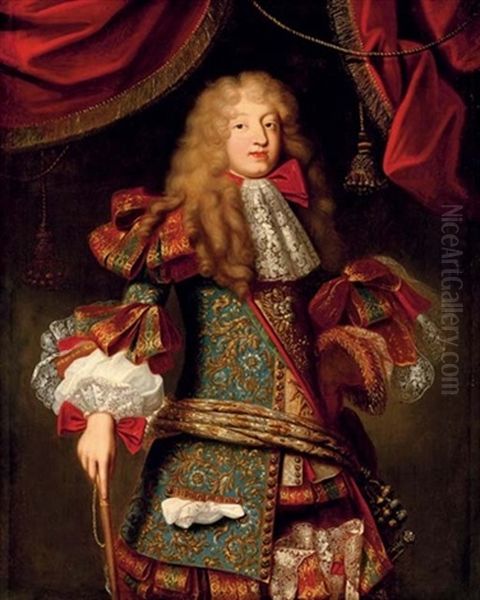 Portrait Of Man, (the Grand Dauphin ?) In An Elaborate Embroidered Coat Oil Painting by Alexis-Simon Belle