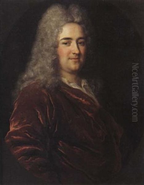 Portrait D'homme A La Veste Rouge Oil Painting by Alexis-Simon Belle