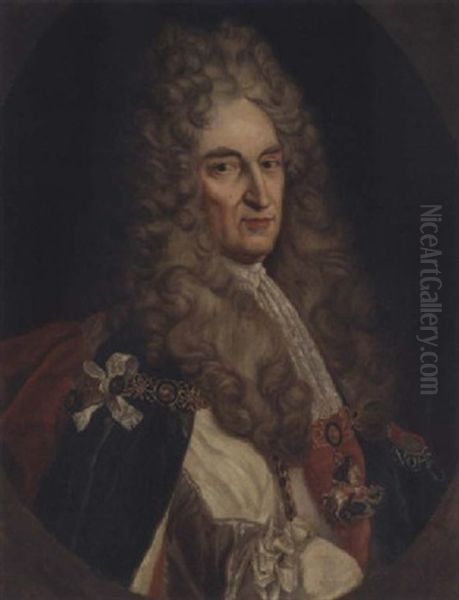 Portrait Of James Drummond, 4th Earl And 1st Duke Of Perth, In Garter Robes Oil Painting by Alexis-Simon Belle