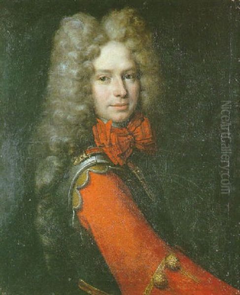 Portrait D'homme Au Noeud Rouge Oil Painting by Alexis-Simon Belle