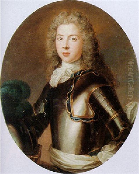 Portrait Of A Young Man Wearing Armour (francois De Lorraine?) Oil Painting by Alexis-Simon Belle