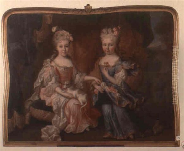 Portrait Presume De Louise Elisabeth De France Et Anne Henriette De France Oil Painting by Alexis-Simon Belle